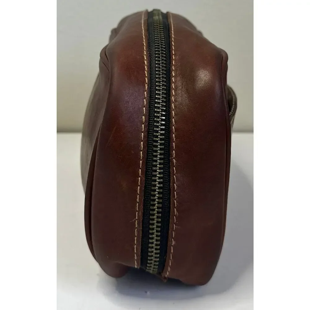 Vintage Men's Oiled Leather Brown Multi Compartment Toiletry/Travel/Gym Bag